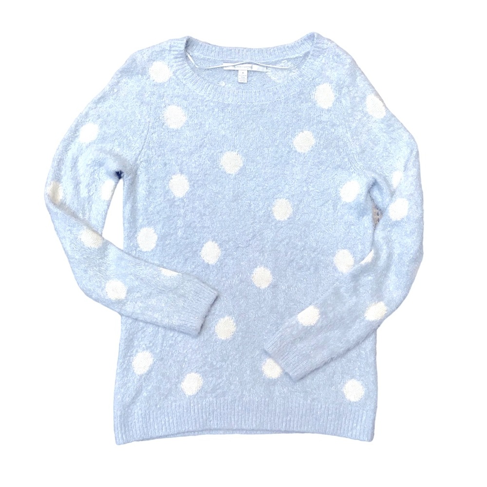 🆕 LC Lauren Conrad Fuzzy Blue Polka Dot Sweater